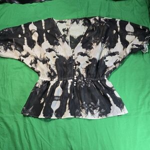 Women Sheer Printed Blouse Size Small